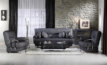 Modern Living Room w/Sleeper Sofa & Metal Accents in Grey Fabric [IKSB-BEST-Cole Fume]