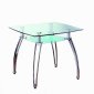 Glass Top & Metal Base Modern Square Dining Table w/Shelf