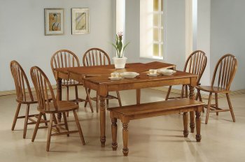 Oak Finish Modern 8Pc Dining Set w/Extendable Table [WDDS-9854]