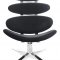 Black Velour Microfiber Lounge Swivel Chair