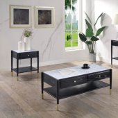 Atalia Coffee Table 3PC Set 83225 in Marble & Black by Acme