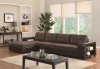 Two-Tone Microfiber & Vinyl Tufted Cushion Modern Sectional Sofa