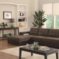 Two-Tone Microfiber & Vinyl Tufted Cushion Modern Sectional Sofa