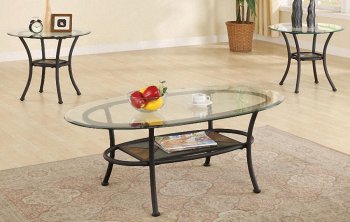 Dark Metal Frame Contemporary 3PC Coffee Table Set [PXCT-F3104]