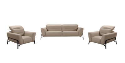 Evora Sofa & 2 Chairs Set in Taupe Leather by VIG