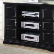 Black Finish Stylish Tv/Plasma Stand W/Swing Doors & CD Storage