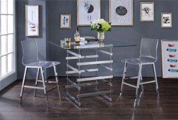 Nadie Counter Height Dining Set 3Pc 72590 Chrome & Glass by Acme [AMDS-72590 Nadie]