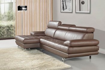 Stem Sectional Sofa by Beverly Hills in Light Brown Leather [BHSS-Stem]