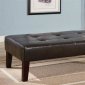 Dark Brown Leather Like Vinyl Ottoman w/Tufted Accents