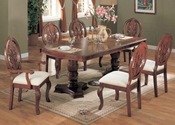 Cherry Finish Classic 7Pc Dining Set w/Double Pedestal Base [YTDS-FE6140-Felicia]