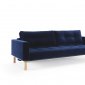 Cassius Vintage Sofa Bed in Dark Blue w/Oak Legs by Innovation