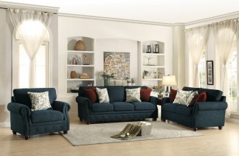 Summerson Sofa 8305FA in Navy Fabric by Homelegance w/Options [HES-8305FA Summerson]