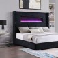 Tisdall Upholstered Fireplace Bed 306031 Black Fabric by Coaster