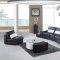 Black Leather Modern 5Pc Sectional Sofa W/Glass Top End Tables