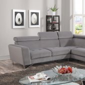 4025 Sectional Sofa in Grey Fabric Micro Chenille