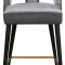 Akoya Counter Stool 795 Set of 2 Grey Velvet Fabric - Meridian