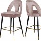 Akoya Counter Stool 795 Set of 2 Pink Velvet Fabric - Meridian