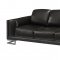 Black Full Leather Modern Living Room w/Stylish Metal Legs