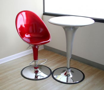 Red Color Modern Set of 2 Bar Stools [WIBA-A190 Red]