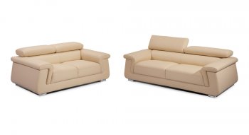 Beige Italian Leather Modern Sofa & Loveseat Set w/Options [JMS-Paris]