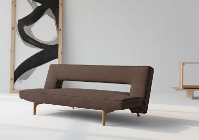 Puzzle Sofa Bed in Dark Brown Fabric by Innovation