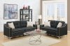 F6891 Sofa & Loveseat Set in Black Linen-Like Fabric by Poundex