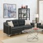 F6891 Sofa & Loveseat Set in Black Linen-Like Fabric by Poundex