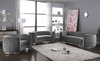 Julian Sofa 621 in Grey Velvet Fabric by Meridian w/Options [MRS-621 Julian Grey]