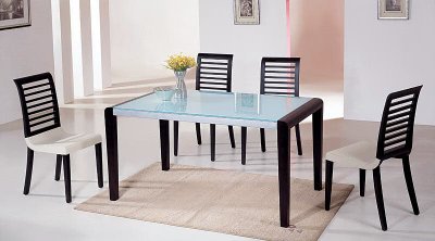 Two Tone Contemporary Dinette With Glass Cover