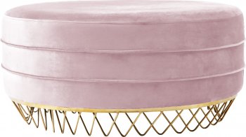 Revolve Ottoman / Coffee Table 147 Pink Velvet Fabric - Meridian [MRCT-147 Revolve Pink]