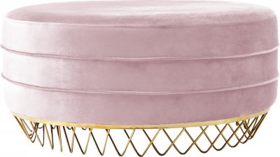 Revolve Ottoman / Coffee Table 147 Pink Velvet Fabric - Meridian