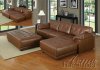 Brown Bonded Leather Modern Sectional Couch w/Optional Ottoman