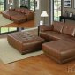 Brown Bonded Leather Modern Sectional Couch w/Optional Ottoman