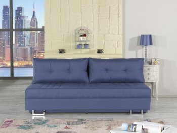 Flex Motion Sofa Bed in Blue Fabric w/Storage by Casamode [CMSB-Flex-Motion-Blue]