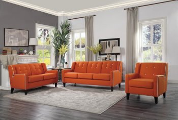 Roweena Sofa & Loveseat Set 1218RN in Orange Fabric -Homelegance [HES-1218RN-Roweena Orange]