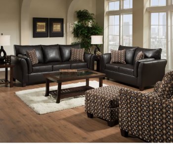 Chocolate Bonded Leather Modern Casual Sofa & Loveseat Set [UDS-9277-Chocolate]