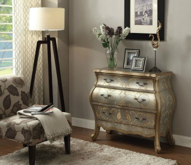 Vanas Bombay Chest 90109 in Silver by Acme w/3 Drawers