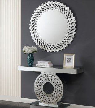 Neirin Console Table & Mirror Set CM536CT-C in Mirror & Crystal [FACT-CM536CT-C-Neirin]