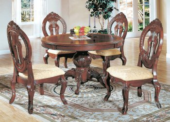 Brown Finish Round Top Classic 5Pc Dining Set w/Options [YTDS-8641-Atlantic]