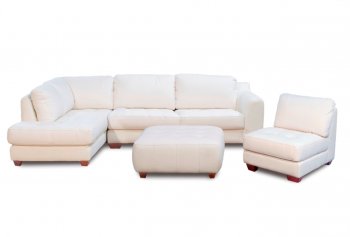 White Top Grain Leather Modern Zen Sectional Sofa w/Options [DSSS-Zen White]