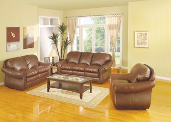 Brown Bonded Leather Traditional Sofa w/Optional Loveseat, Chair [WDS-2004]