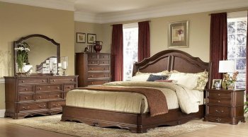 Rich Brown Cherry Classic Sleigh Bed [HEBS-558SL-Stanfordson]