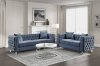 Orina Sofa & Loveseat 9349DBU in Dark Blue Velvet by Homelegance