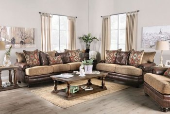 Fletcher Sofa SM5148 in Brown Chenille & Leatherette w/Options [FAS-SM5148-Fletcher]