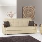 Soho Sofa Bed in Beige Bonded Leather by Rain w/Optional Items