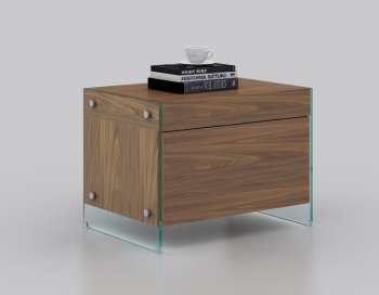 Il Vetro Set of 2 Nightstands in Walnut by Casabianca [CBNS-Il Vetro Walnut]