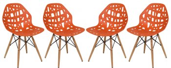 Akron Set of 4 Dining Chairs AK19OR in Orange by LeisureMod [LMDC-AK19OR-Akron Orange]