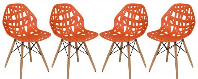 Akron Set of 4 Dining Chairs AK19OR in Orange by LeisureMod