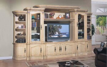 Antique White Finish Contemporary Wall Unit [AMTV-202-8820]