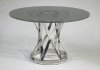 Janet Dining Table 5Pc Set w/Crackle Glass Top by Chintaly